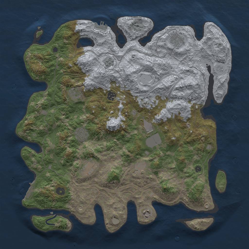 Rust Map: Procedural Map, Size: 4250, Seed: 3491290, 18 Monuments