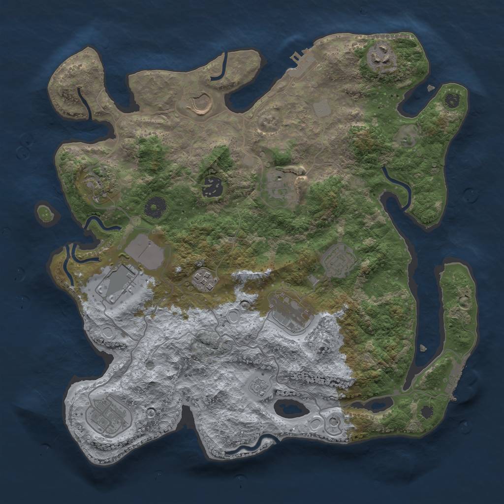 Rust Map: Procedural Map, Size: 3500, Seed: 110298, 19 Monuments
