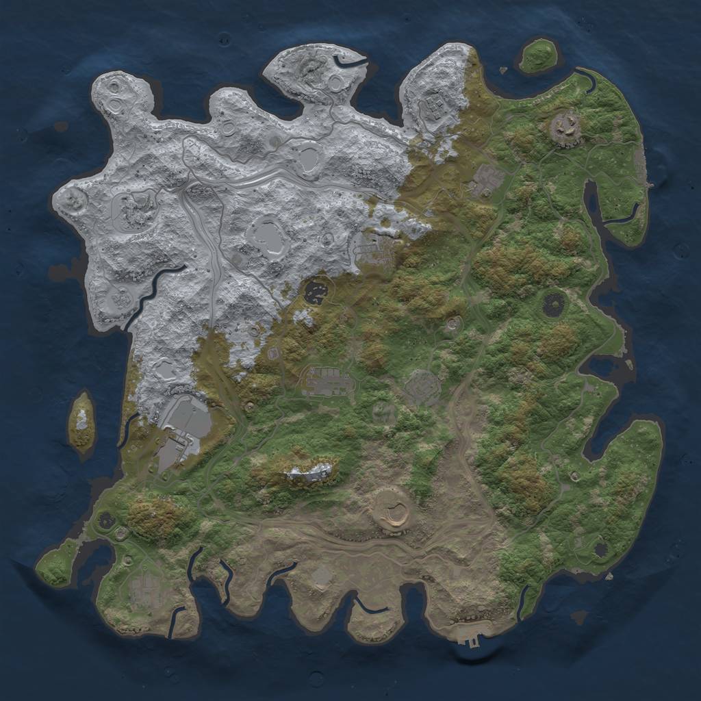 Rust Map: Procedural Map, Size: 4500, Seed: 319505824, 20 Monuments