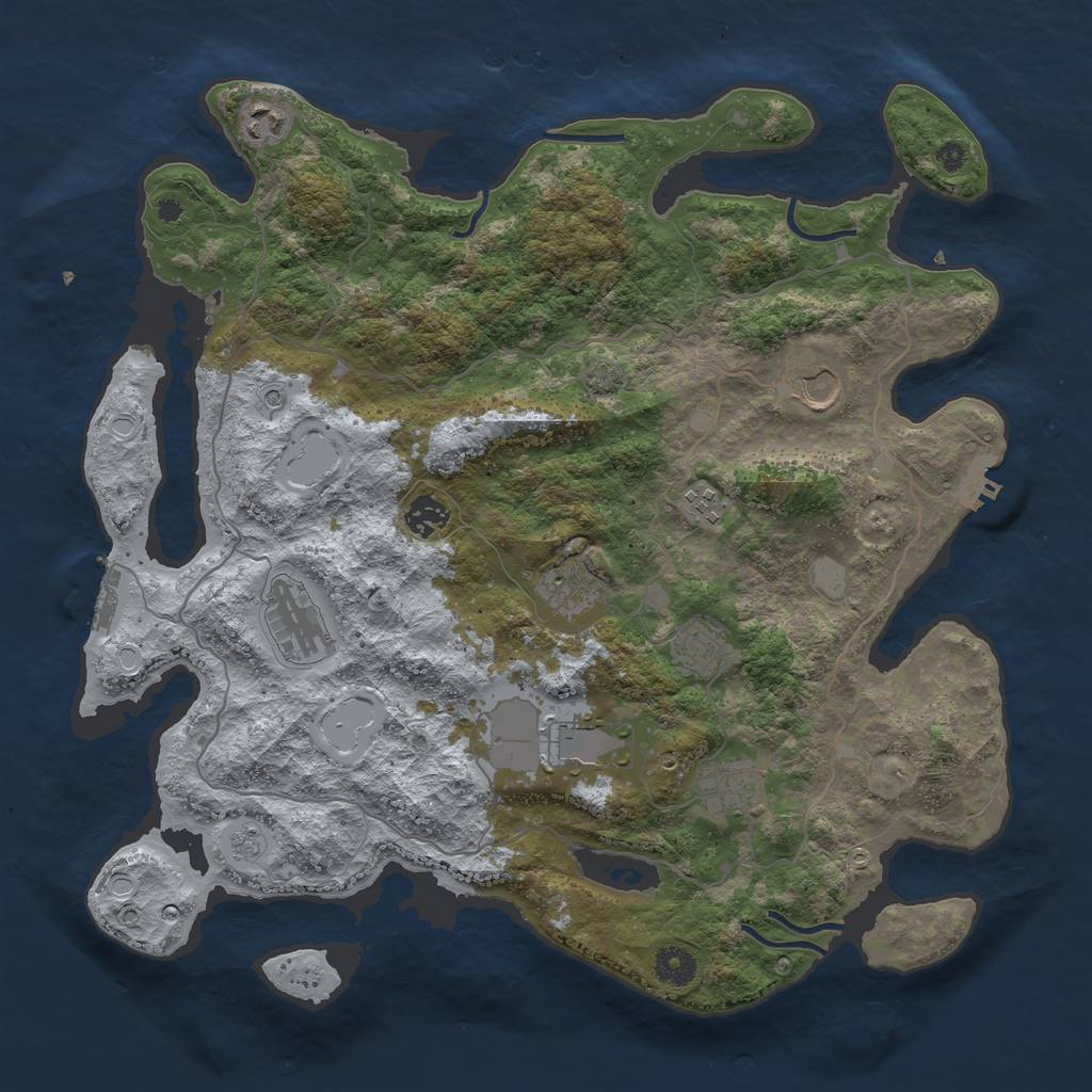Rust Map: Procedural Map, Size: 4000, Seed: 1729514132, 17 Monuments