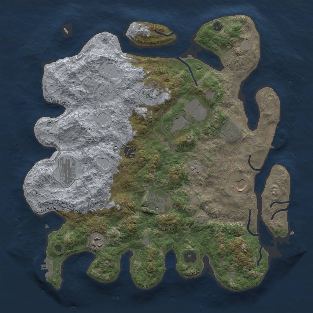 Rust Map: Procedural Map, Size: 3750, Seed: 272393815, 17 Monuments