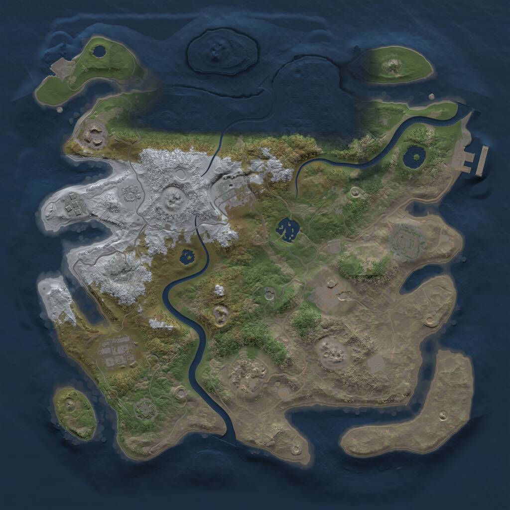 Rust Map: Procedural Map, Size: 3389, Seed: 1591073514, 13 Monuments