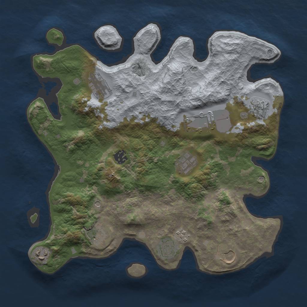 Rust Map: Barren, Size: 3500, Seed: 320920257, 13 Monuments