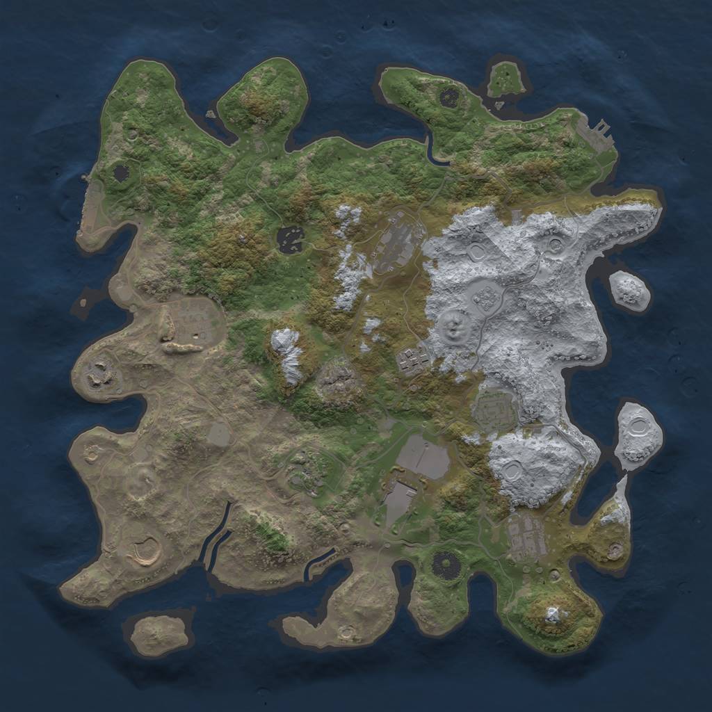 Rust Map: Procedural Map, Size: 3700, Seed: 728097565, 17 Monuments