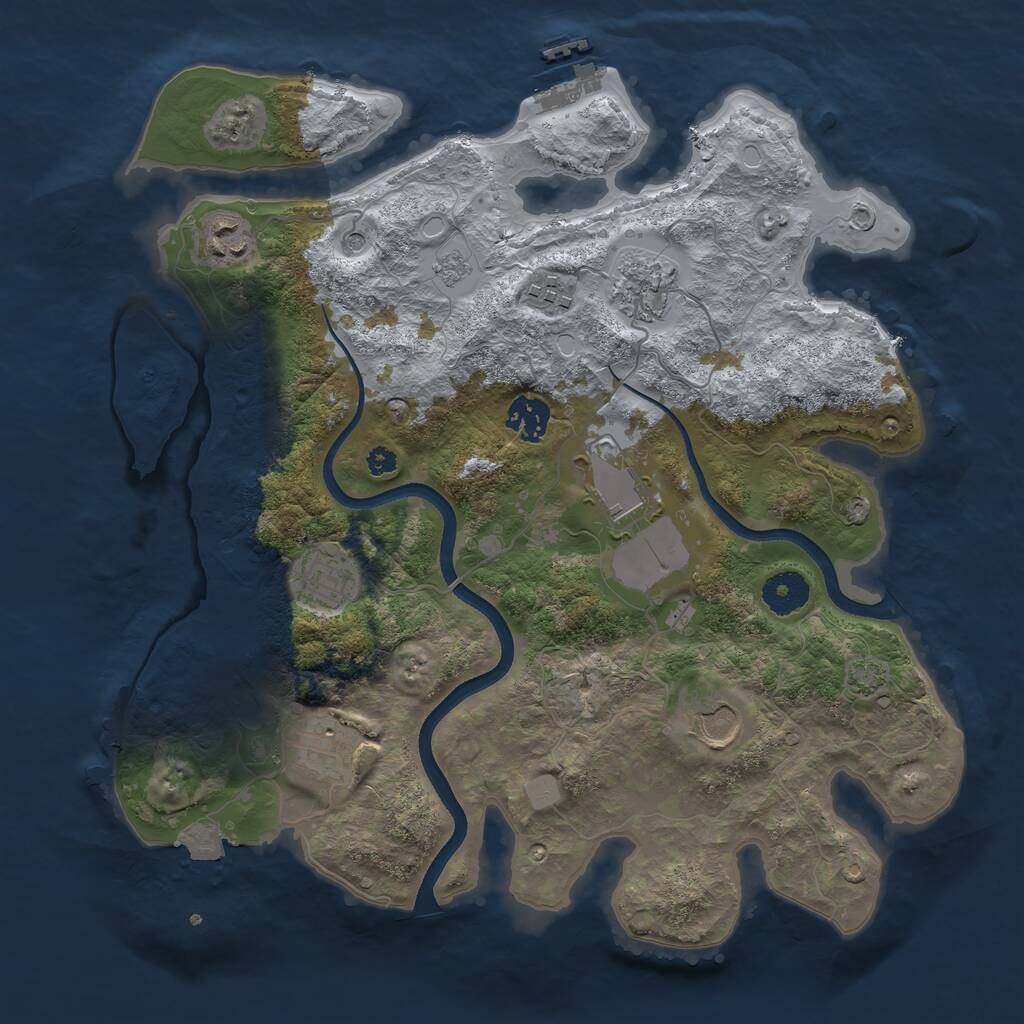 Rust Map: Procedural Map, Size: 3500, Seed: 2090780302, 13 Monuments
