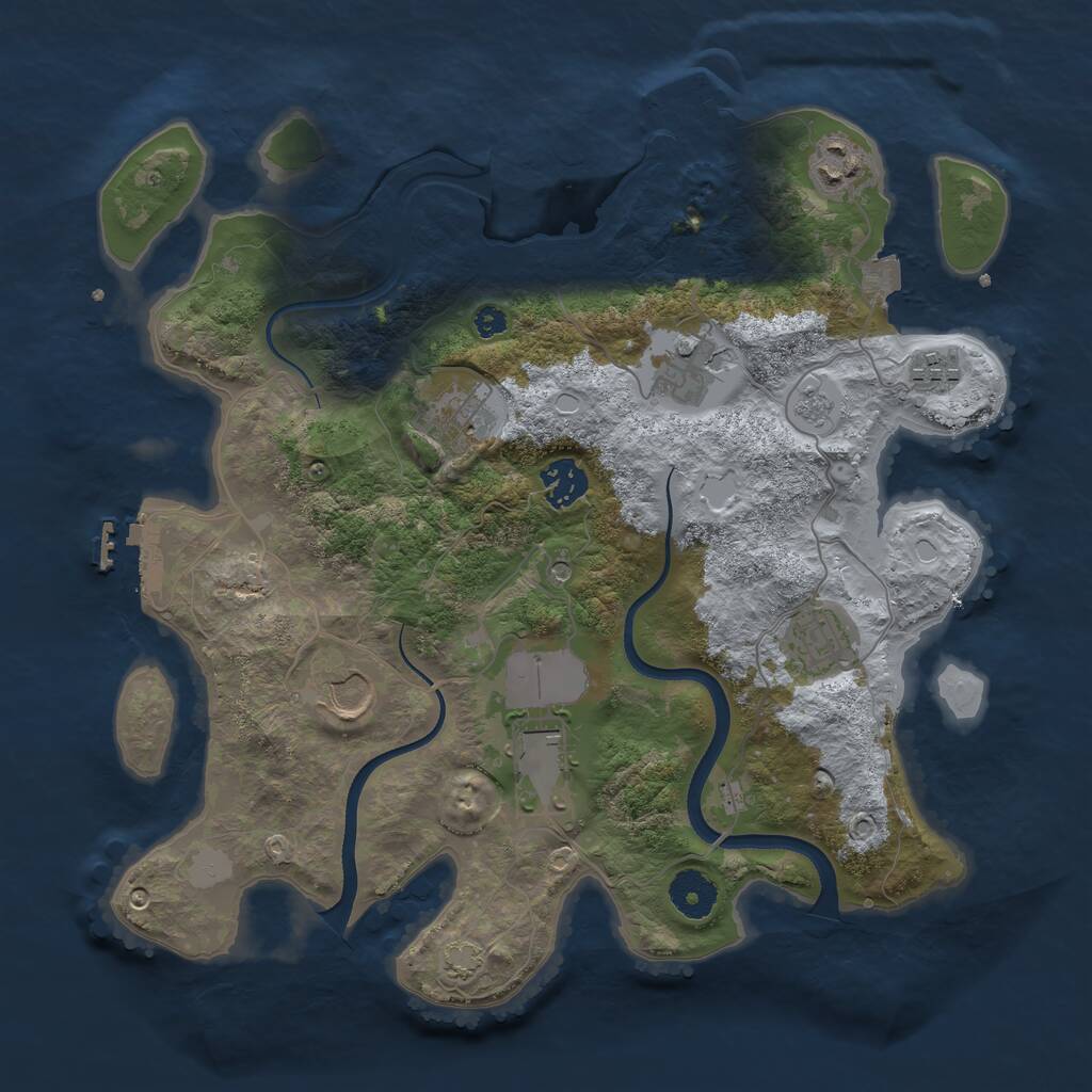 Rust Map: Procedural Map, Size: 3500, Seed: 2138186221, 14 Monuments