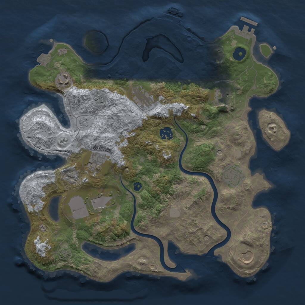 Rust Map: Procedural Map, Size: 3500, Seed: 1816959244, 15 Monuments