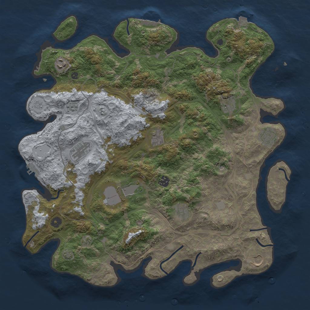 Rust Map: Procedural Map, Size: 4300, Seed: 124957511, 18 Monuments