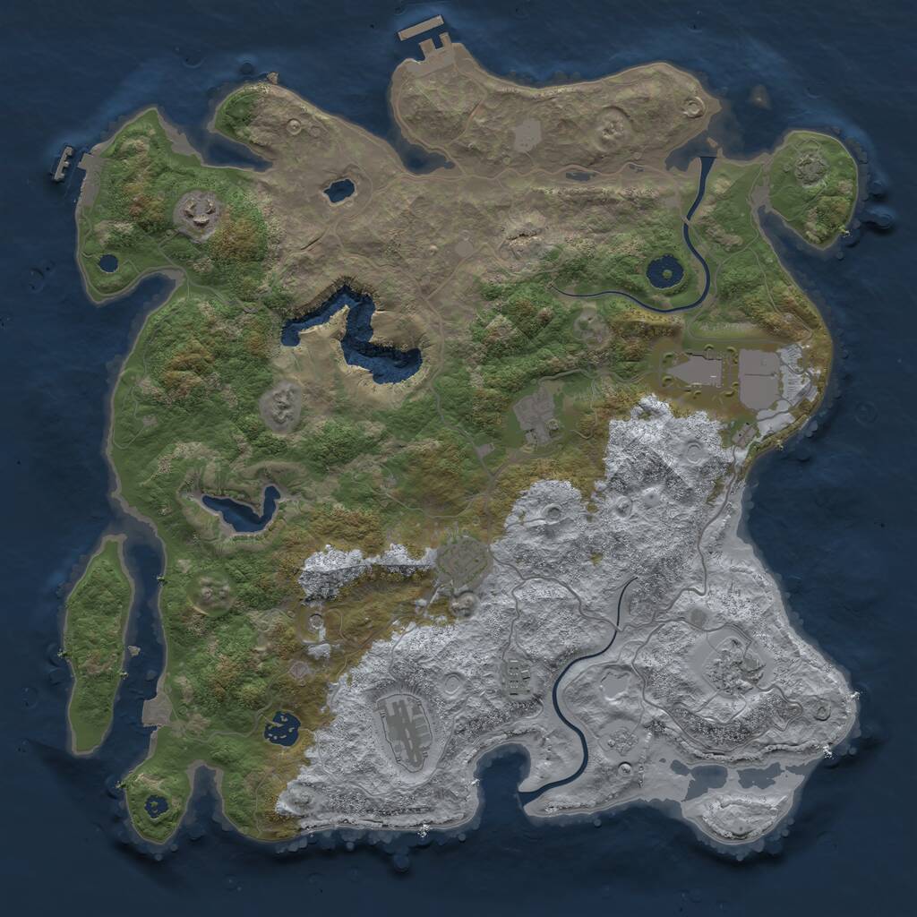 Rust Map: Procedural Map, Size: 4000, Seed: 1845387808, 14 Monuments