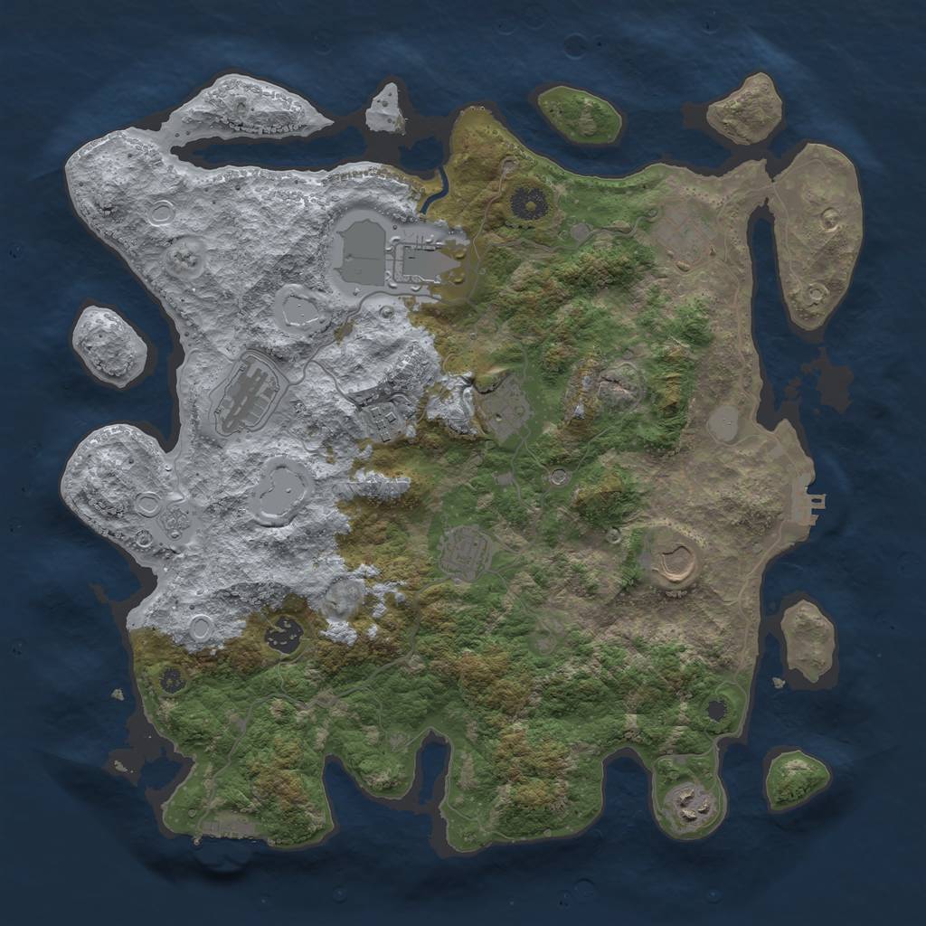 Rust Map: Procedural Map, Size: 3850, Seed: 100341709, 18 Monuments