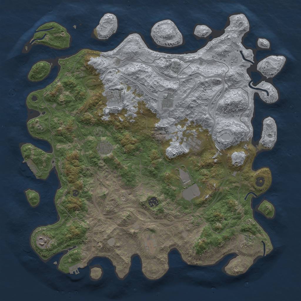 Rust Map: Procedural Map, Size: 4500, Seed: 18402543, 19 Monuments