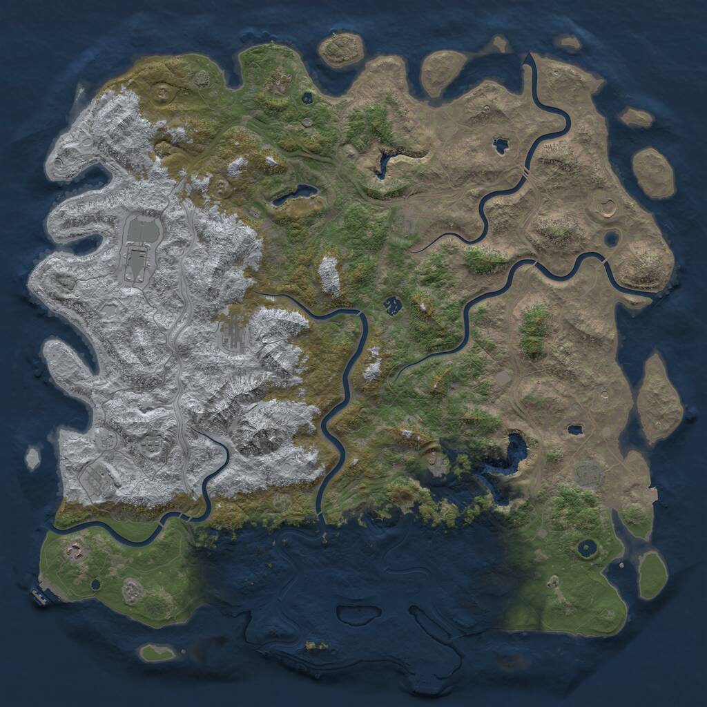 Rust Map: Procedural Map, Size: 6000, Seed: 1988, 17 Monuments