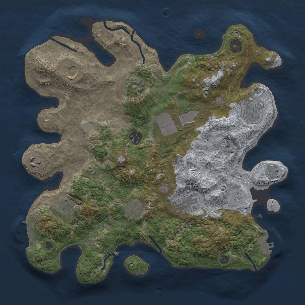 Rust Map: Procedural Map, Size: 3500, Seed: 3520, 19 Monuments