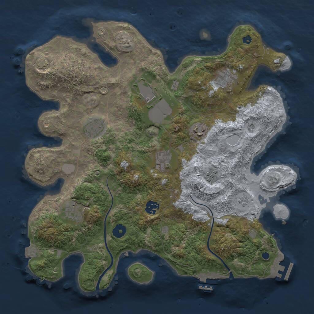 Rust Map: Procedural Map, Size: 3500, Seed: 3520, 14 Monuments