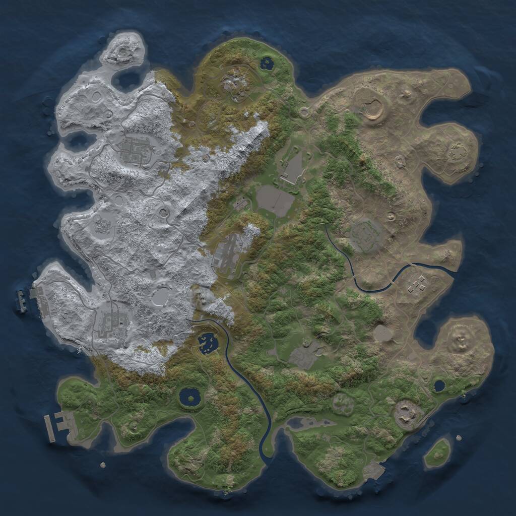 Rust Map: Procedural Map, Size: 3771, Seed: 3895, 17 Monuments