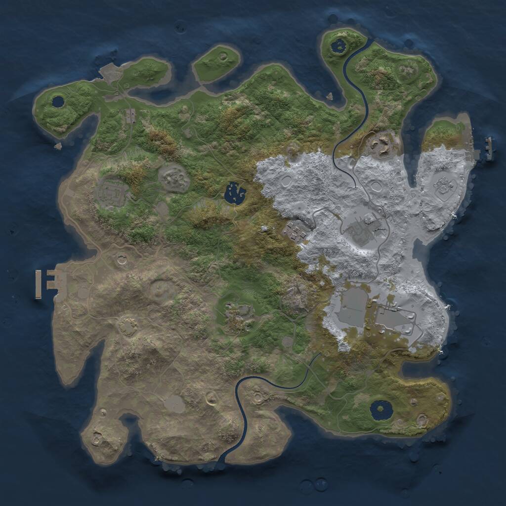 Rust Map: Procedural Map, Size: 3500, Seed: 208554991, 13 Monuments