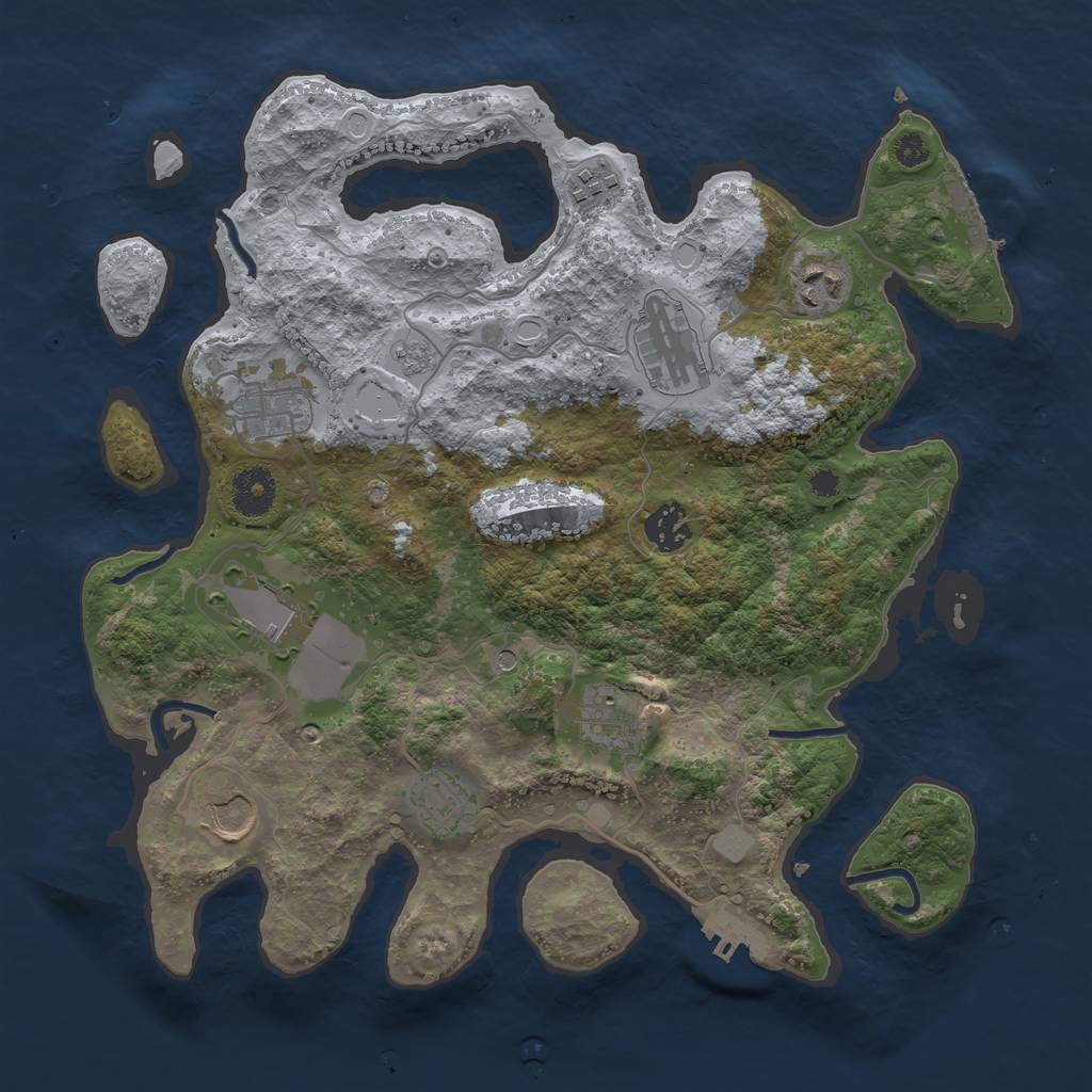 Rust Map: Procedural Map, Size: 3500, Seed: 118595, 18 Monuments