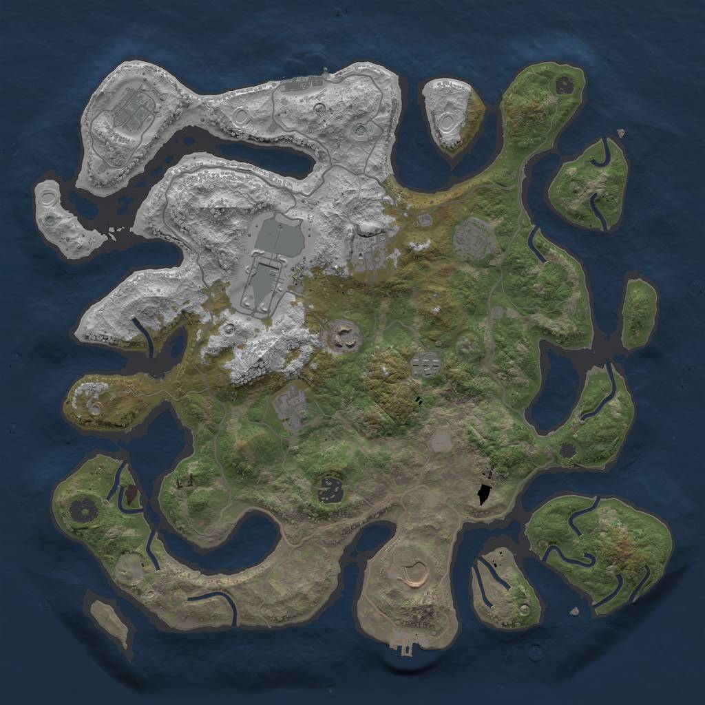 Rust Map: Procedural Map, Size: 4000, Seed: 7777, 17 Monuments