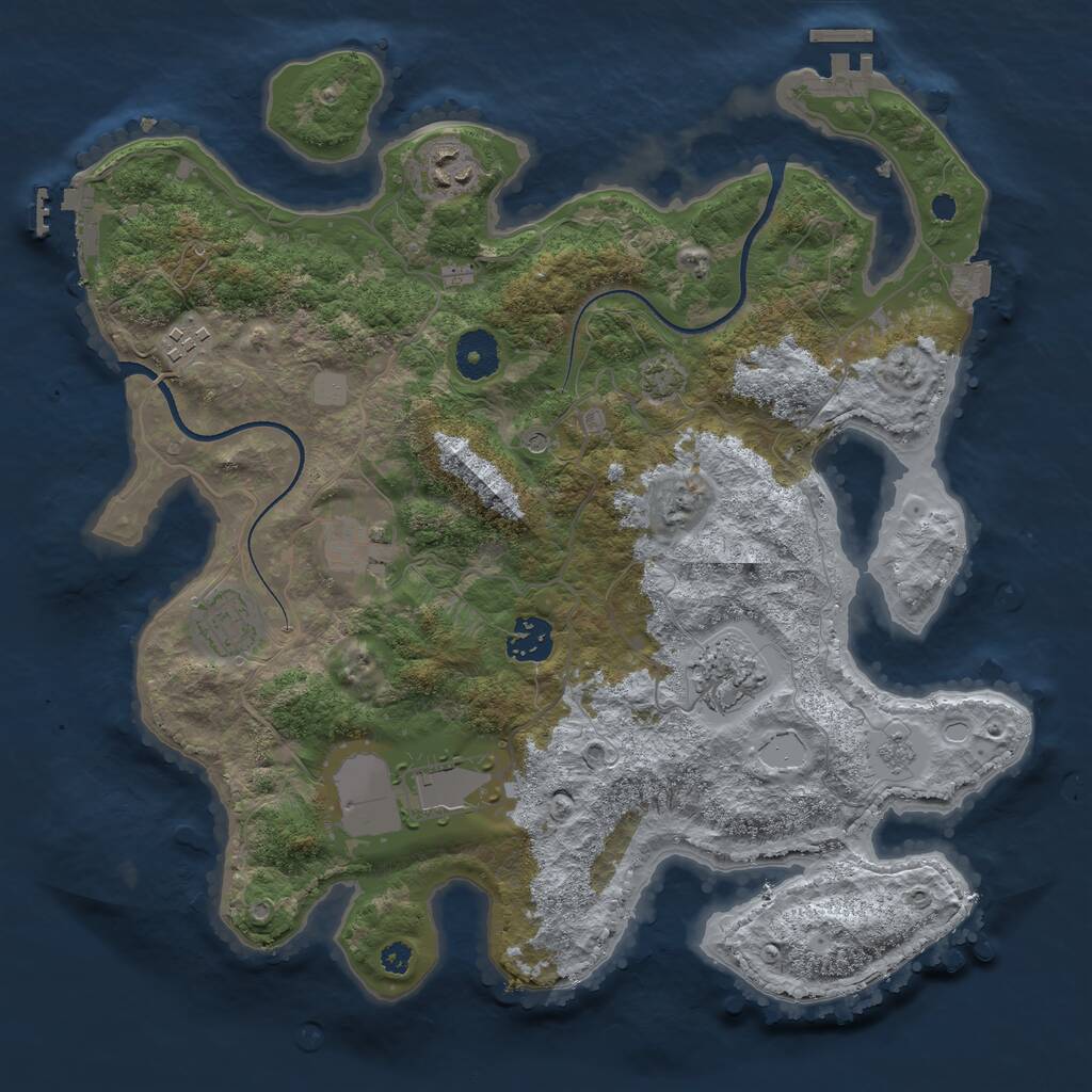 Rust Map: Procedural Map, Size: 3500, Seed: 1697742568, 13 Monuments