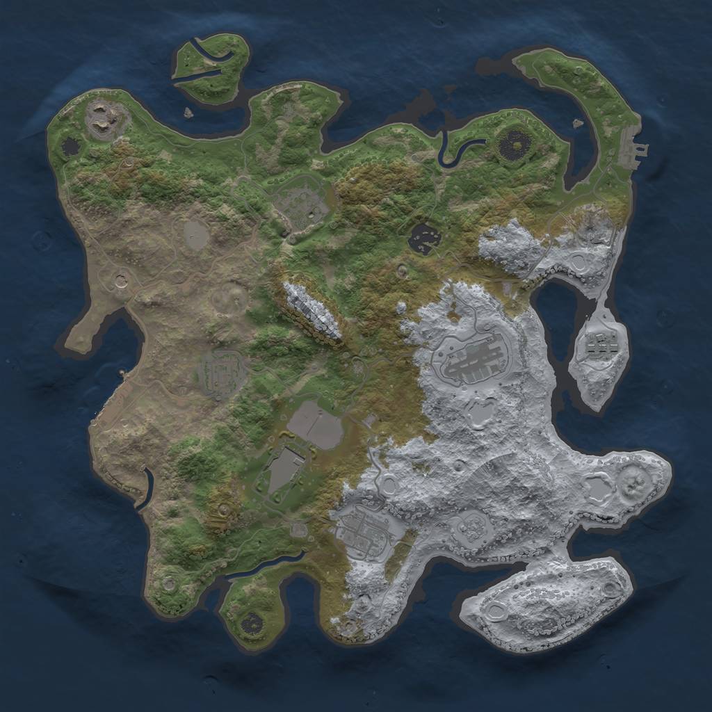 Rust Map: Procedural Map, Size: 3500, Seed: 1697742568, 17 Monuments