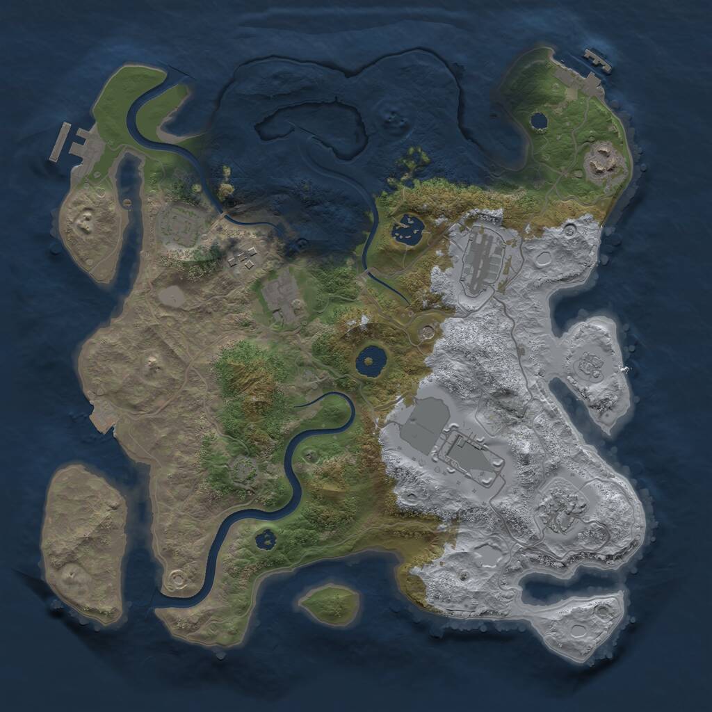 Rust Map: Procedural Map, Size: 3500, Seed: 634604419, 14 Monuments