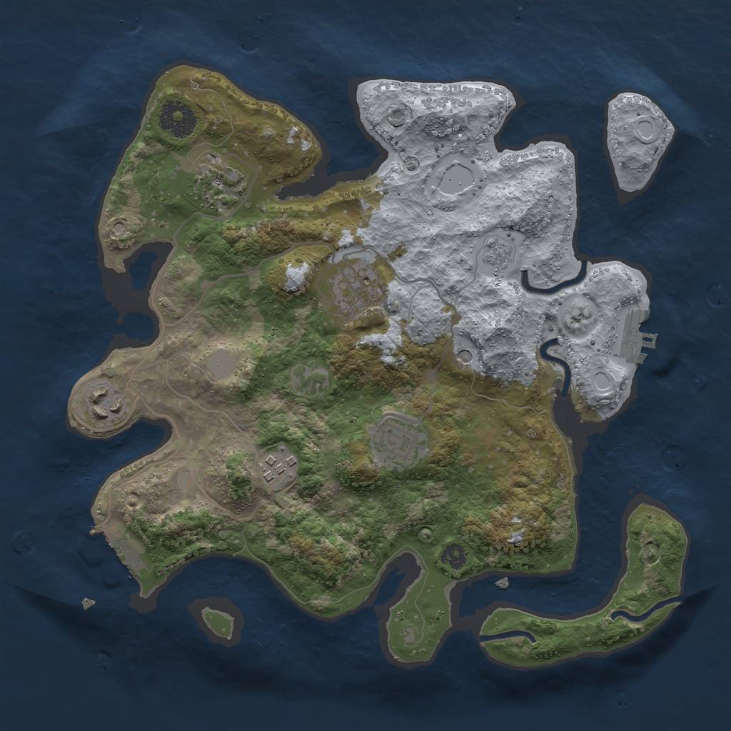 Rust Map: Procedural Map, Size: 3000, Seed: 36807347, 14 Monuments