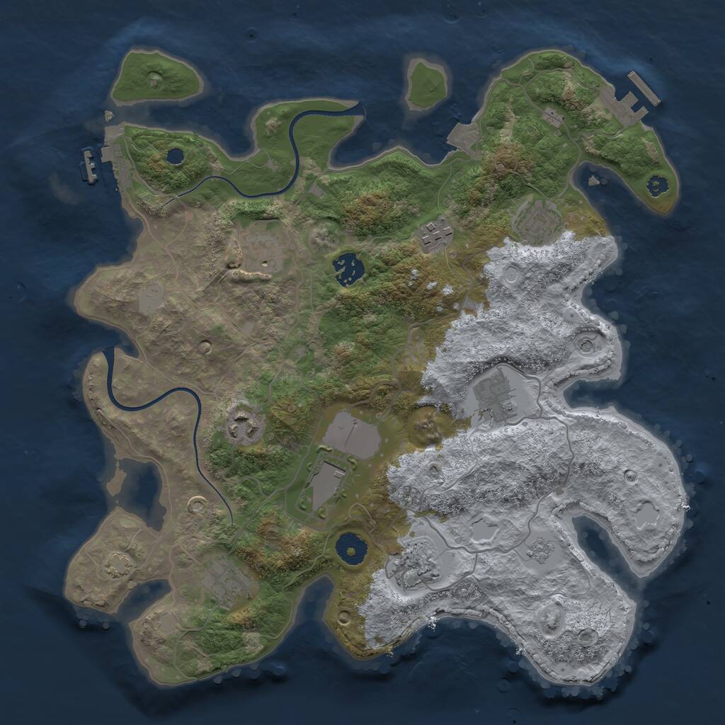 Rust Map: Procedural Map, Size: 3500, Seed: 25478, 15 Monuments
