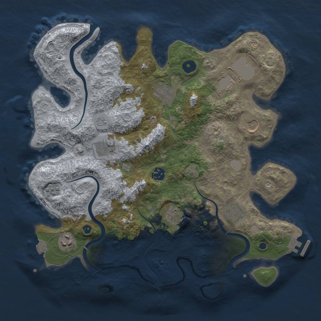 Rust Map: Procedural Map, Size: 3700, Seed: 1132184882, 14 Monuments