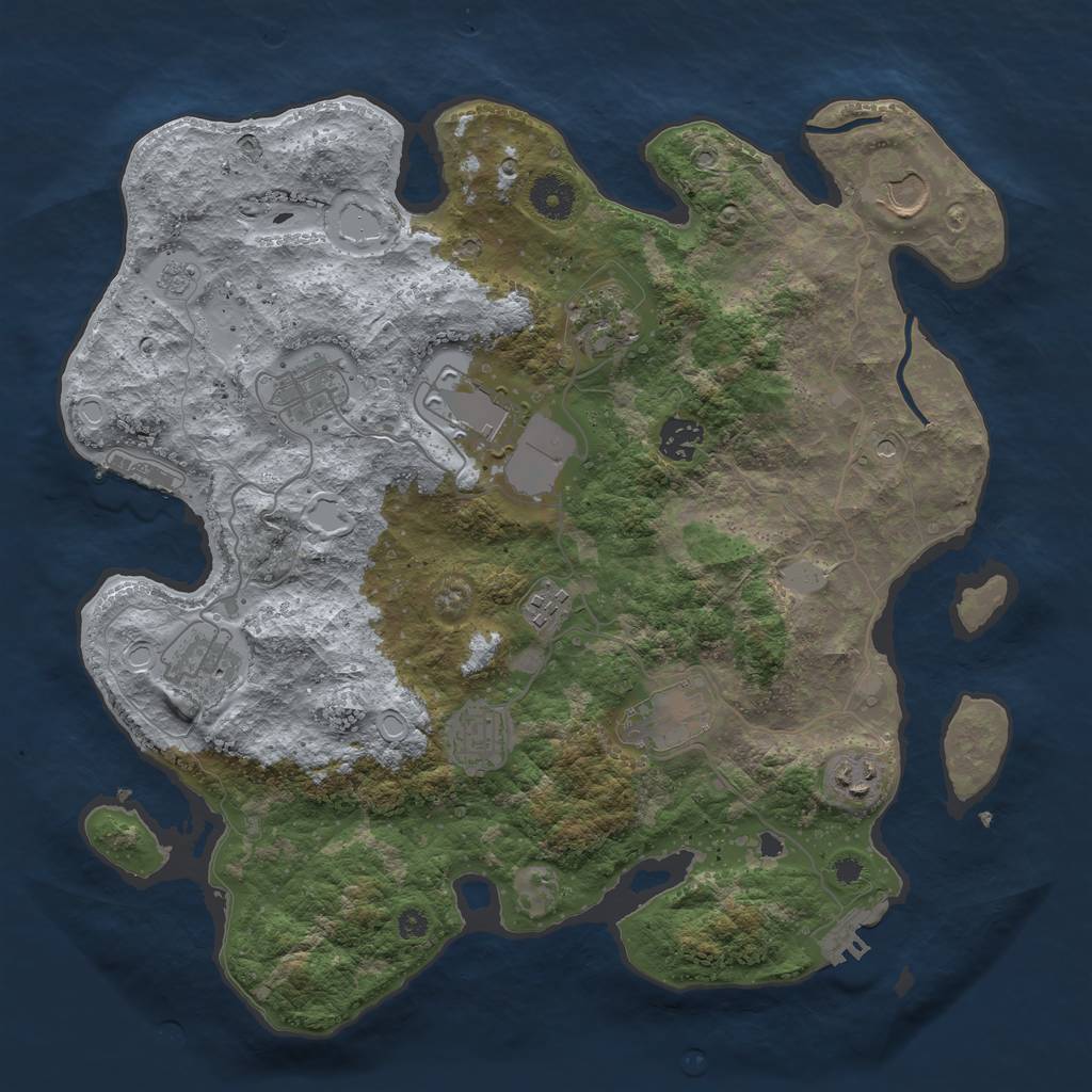 Rust Map: Procedural Map, Size: 3700, Seed: 687404441, 19 Monuments