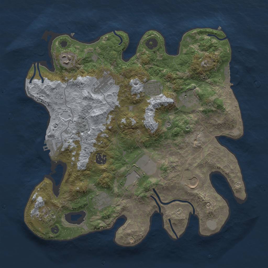 Rust Map: Procedural Map, Size: 3500, Seed: 939946128, 17 Monuments