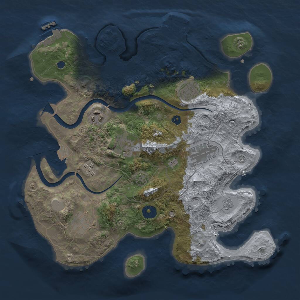 Rust Map: Procedural Map, Size: 3200, Seed: 1833195545, 12 Monuments