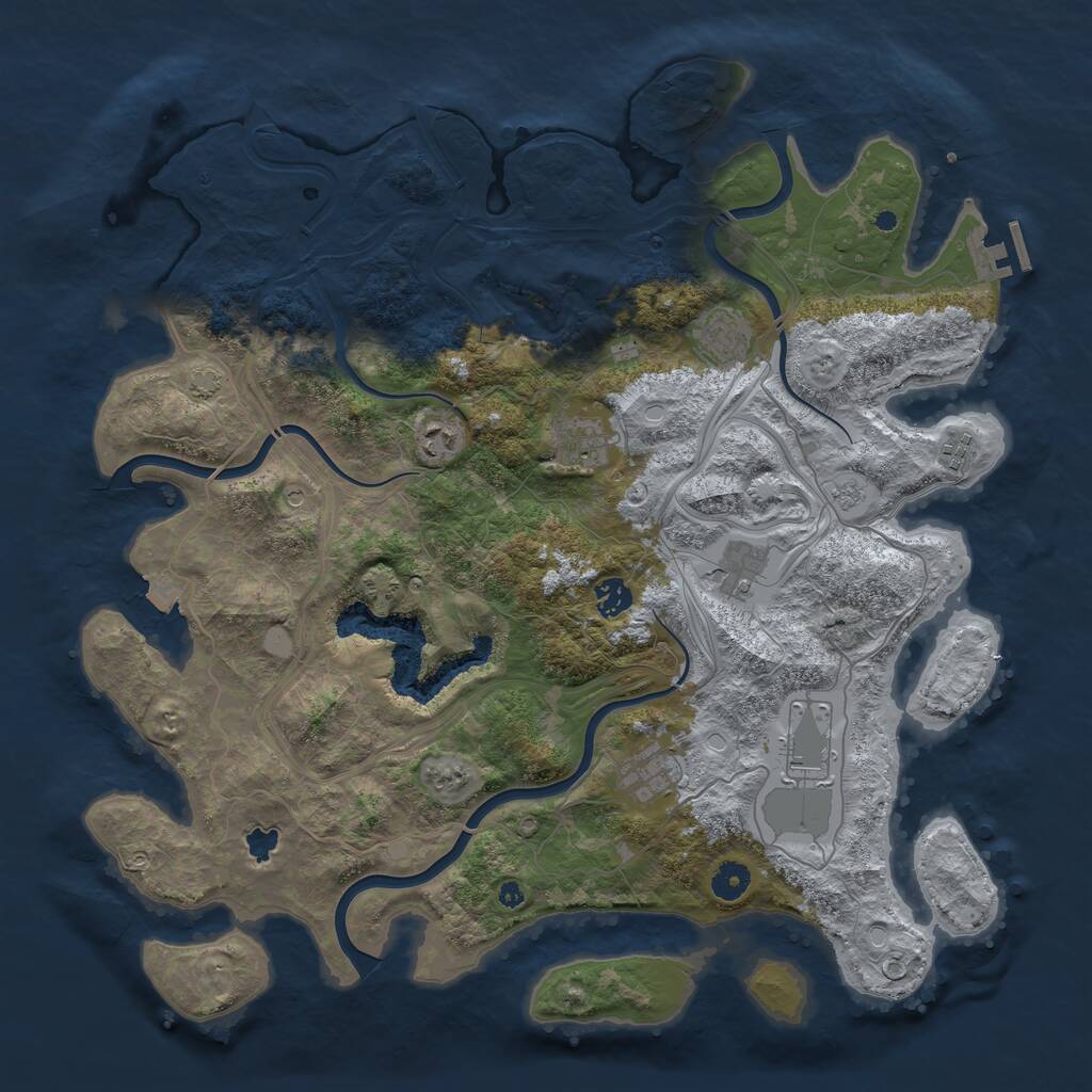 Rust Map: Procedural Map, Size: 4300, Seed: 65852535, 13 Monuments