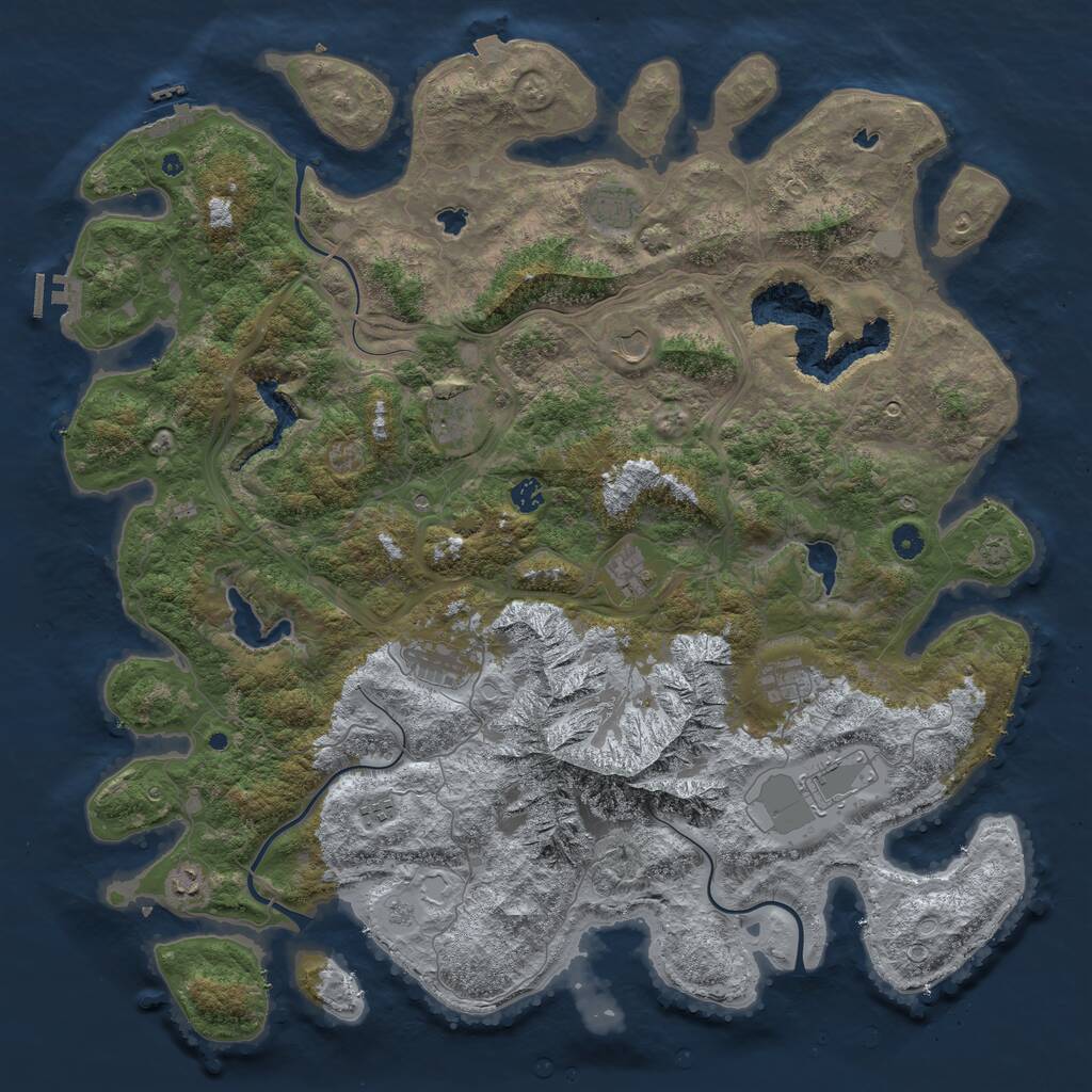 Rust Map: Procedural Map, Size: 5000, Seed: 3265, 16 Monuments