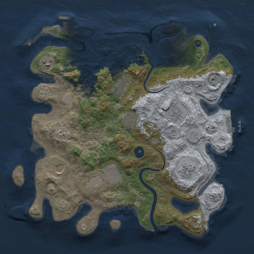 Rust Map: Procedural Map, Size: 3500, Seed: 522166, 14 Monuments
