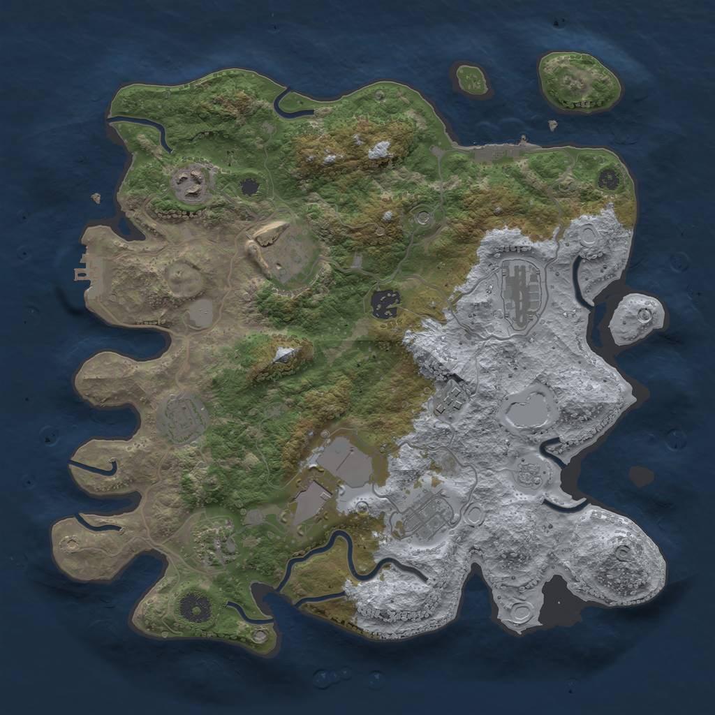 Rust Map: Procedural Map, Size: 3500, Seed: 1281355917, 18 Monuments