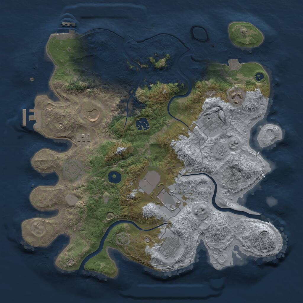 Rust Map: Procedural Map, Size: 3500, Seed: 1281355917, 14 Monuments