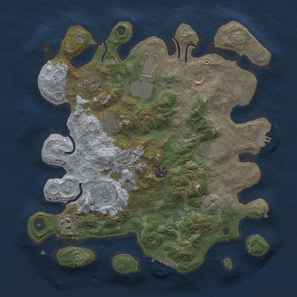 Rust Map: Procedural Map, Size: 3500, Seed: 3916, 17 Monuments