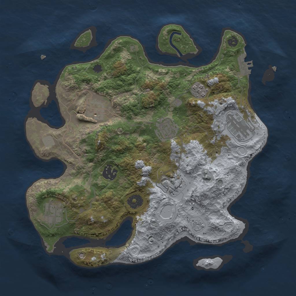 Rust Map: Procedural Map, Size: 3000, Seed: 1647370276, 14 Monuments