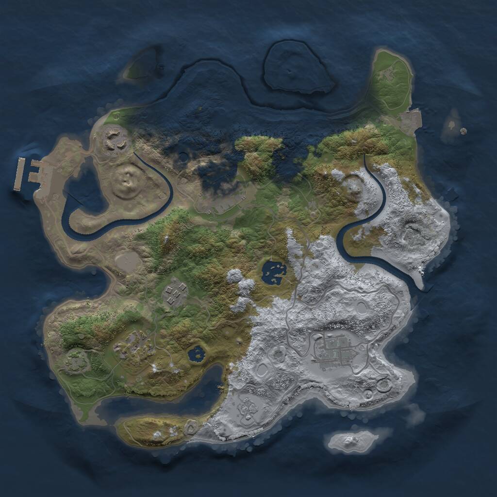 Rust Map: Procedural Map, Size: 3000, Seed: 1647370276, 11 Monuments
