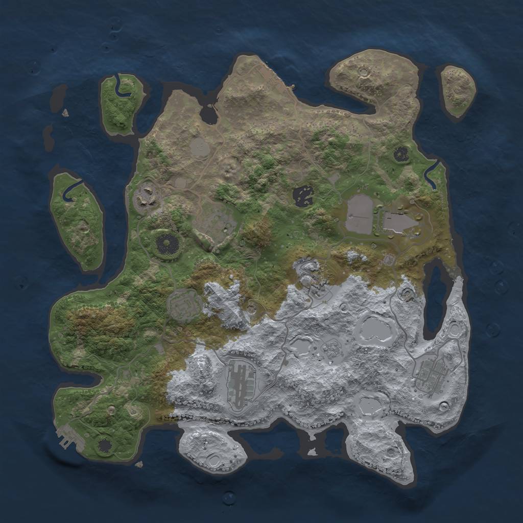 Rust Map: Procedural Map, Size: 3550, Seed: 7237254, 17 Monuments