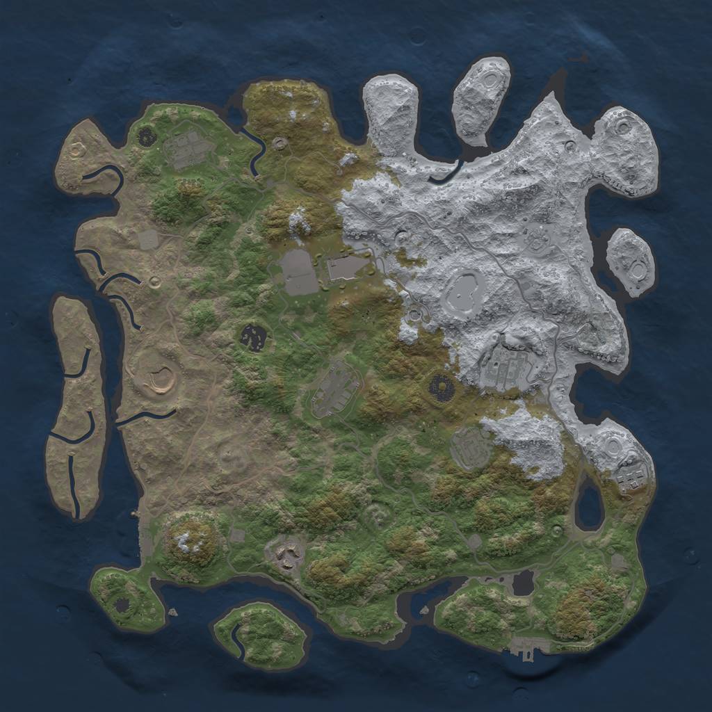 Rust Map: Procedural Map, Size: 4000, Seed: 44949, 18 Monuments