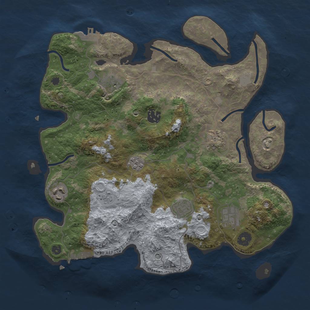 Rust Map: Procedural Map, Size: 3300, Seed: 37193, 16 Monuments