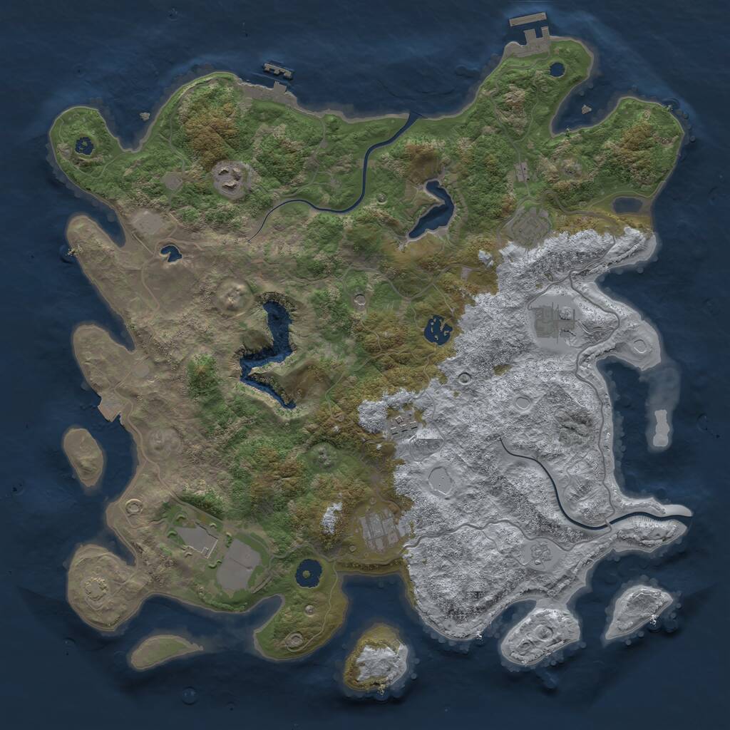 Rust Map: Procedural Map, Size: 4000, Seed: 165429337, 13 Monuments