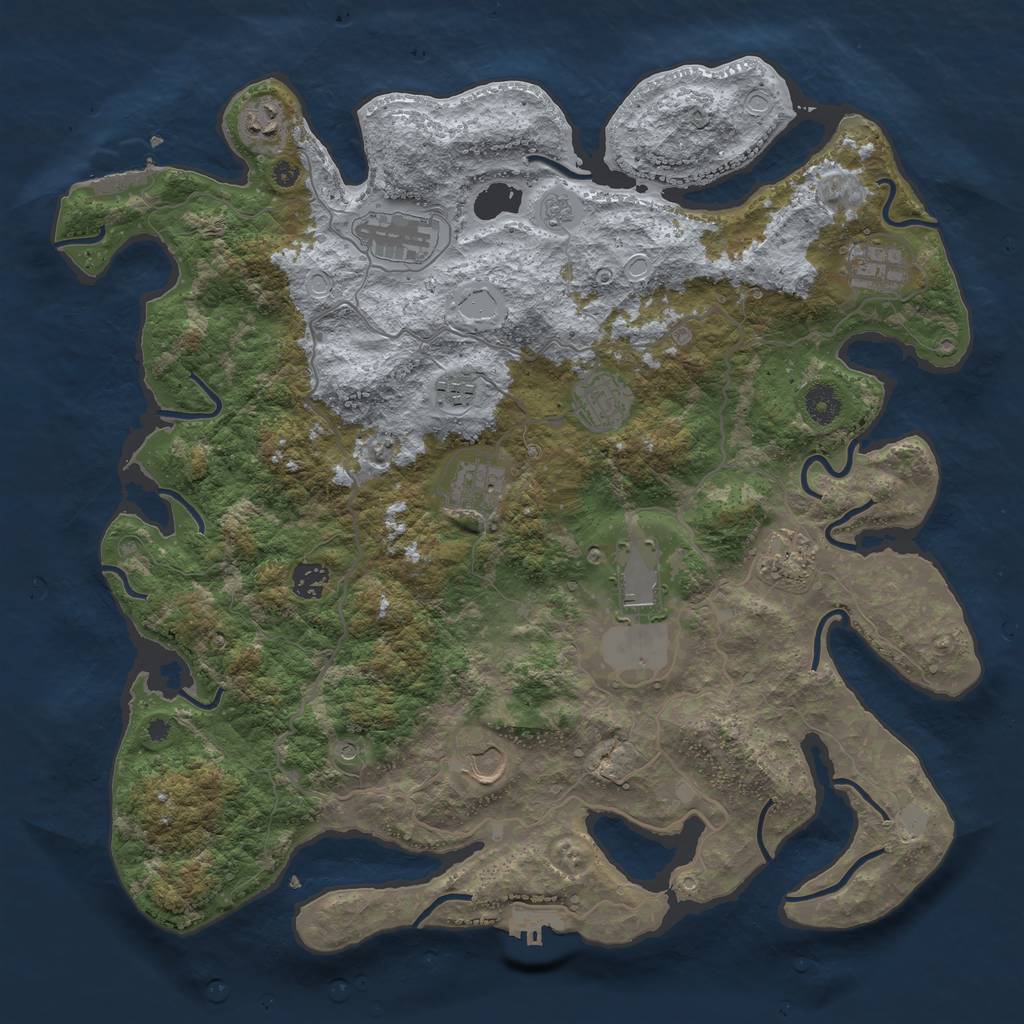 Rust Map: Procedural Map, Size: 4096, Seed: 282330955, 19 Monuments