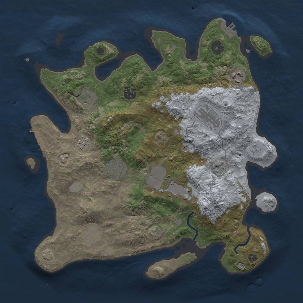 Rust Map: Procedural Map, Size: 3500, Seed: 39885476, 16 Monuments