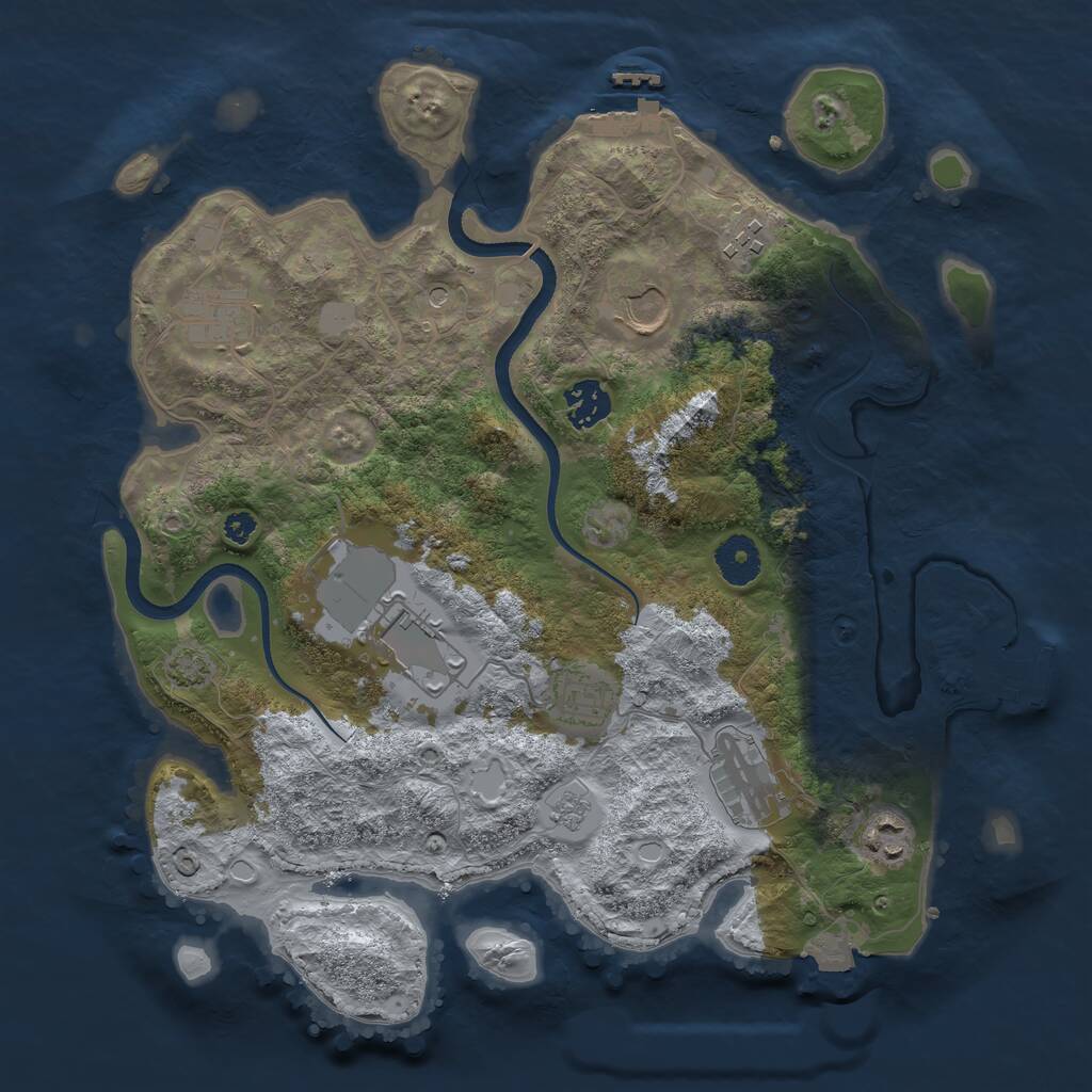 Rust Map: Procedural Map, Size: 3500, Seed: 113511034, 14 Monuments