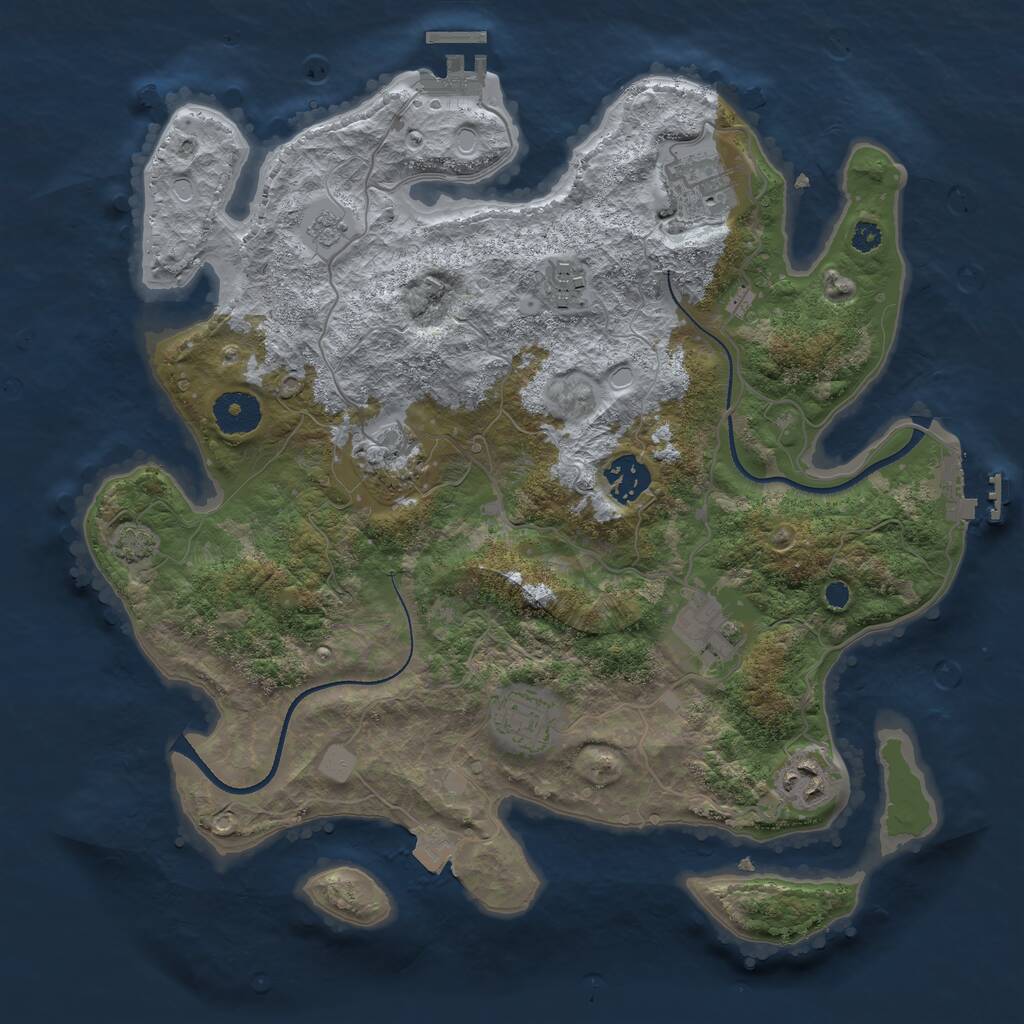 Rust Map: Procedural Map, Size: 3400, Seed: 50002, 12 Monuments