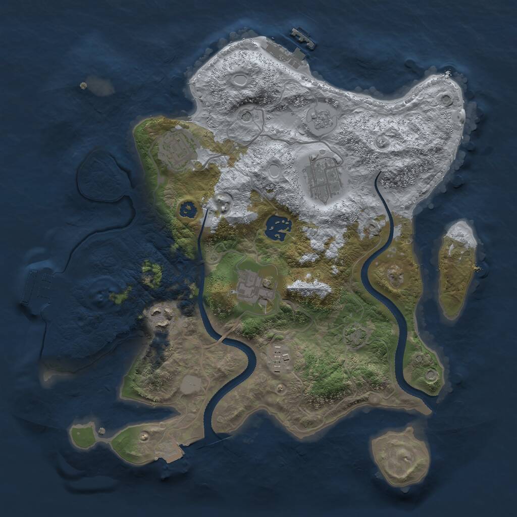 Rust Map: Procedural Map, Size: 3000, Seed: 8372093, 12 Monuments