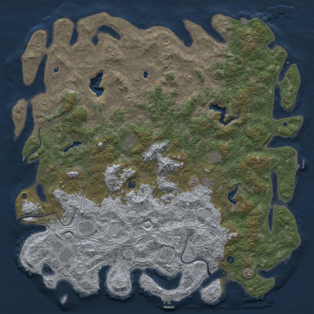 Rust Map: Procedural Map, Size: 6000, Seed: 199110, 17 Monuments