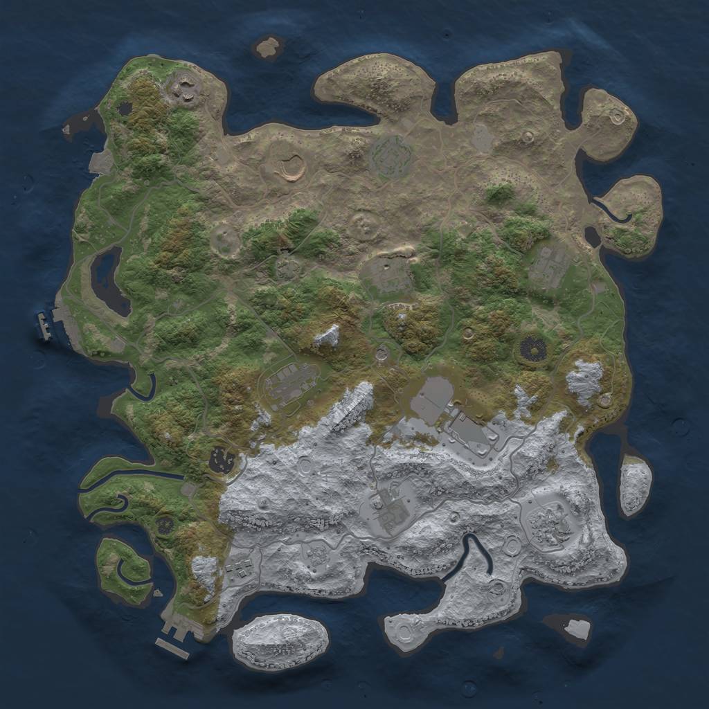 Rust Map: Procedural Map, Size: 4000, Seed: 2086158718, 19 Monuments